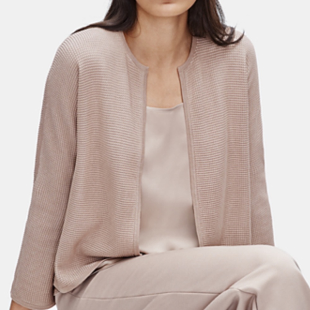 NWT Eileen Fisher SILK & ORGANIC COTTON ROUND NECK CARDIGAN BRAMBLE Size PS